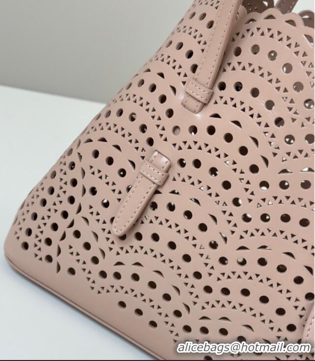Reasonable Price Alaia Mina Tote Bag in Vienne Openwork Leather 8819L Pink 2025