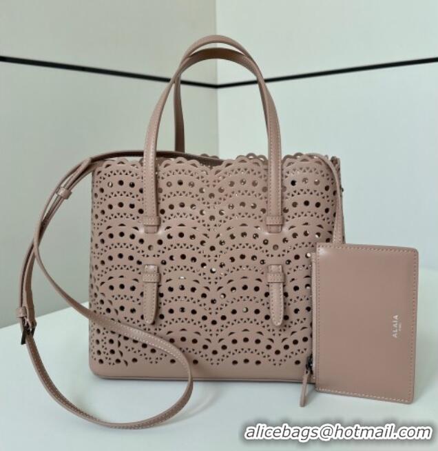 Reasonable Price Alaia Mina Tote Bag in Vienne Openwork Leather 8819L Pink 2025