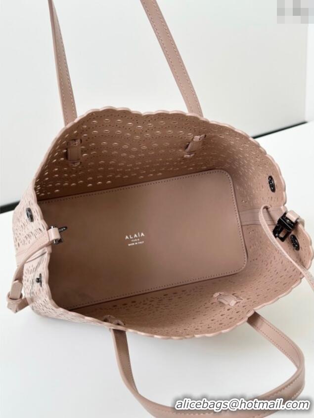 Reasonable Price Alaia Mina Tote Bag in Vienne Openwork Leather 8819L Pink 2025