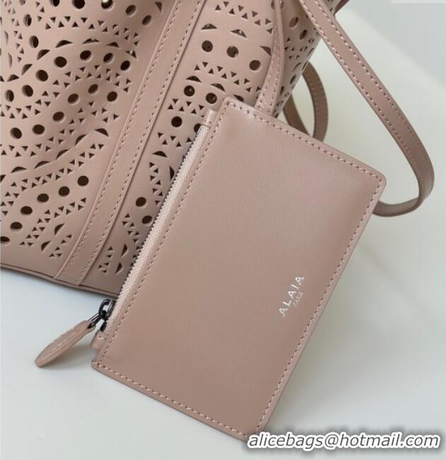 Reasonable Price Alaia Mina Tote Bag in Vienne Openwork Leather 8819L Pink 2025
