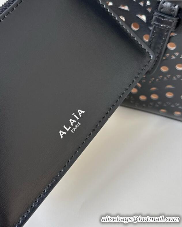 Promotional Alaia Mina Tote Bag in Vienne Openwork Leather 8819L Black 2025