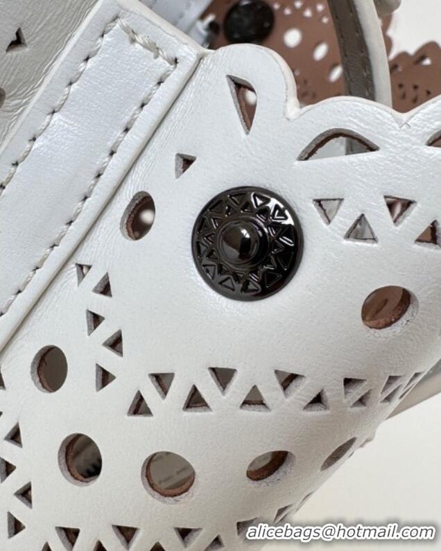Promotional Alaia Mina Tote Bag in Vienne Openwork Leather 8819S White 2025