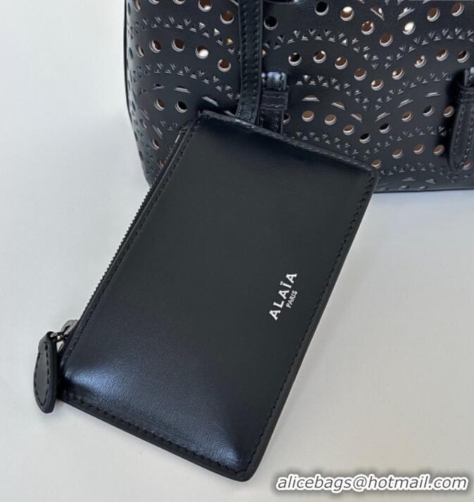 Super Quality Alaia Mina Tote Bag in Vienne Openwork Leather 8819S Black 2025