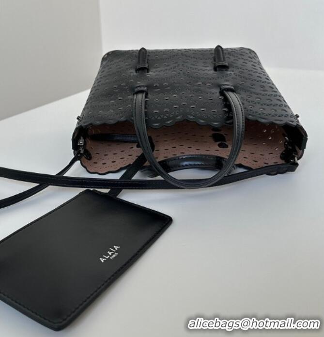 Super Quality Alaia Mina Tote Bag in Vienne Openwork Leather 8819S Black 2025