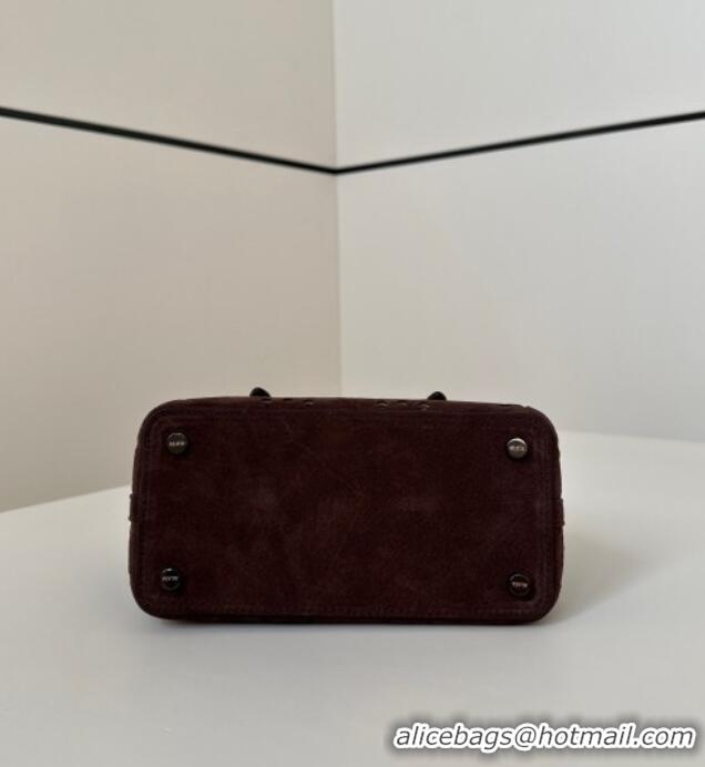 Top Grade Alaia Mina Tote Bag in Vienne Openwork Suede 8819S Dark Brown 2025