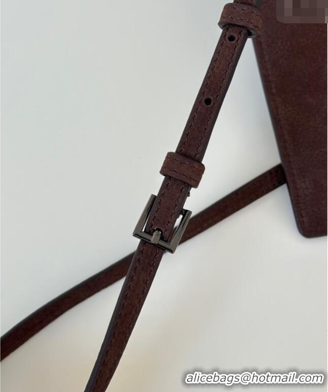 Top Grade Alaia Mina Tote Bag in Vienne Openwork Suede 8819S Dark Brown 2025