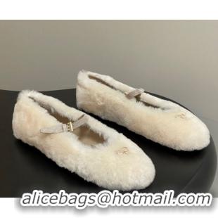 Purchase Prada Shearling ballerinas flat White 2025 1F159O 1027099