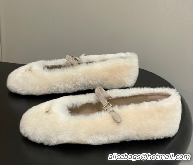 Purchase Prada Shearling ballerinas flat White 2025 1F159O 1027099
