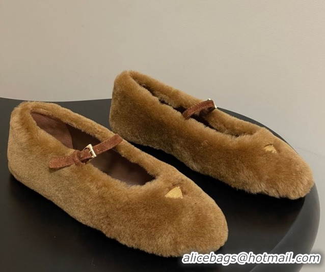 Sophisticated Prada Shearling ballerinas flat Brown 2025 1F159O 1027100