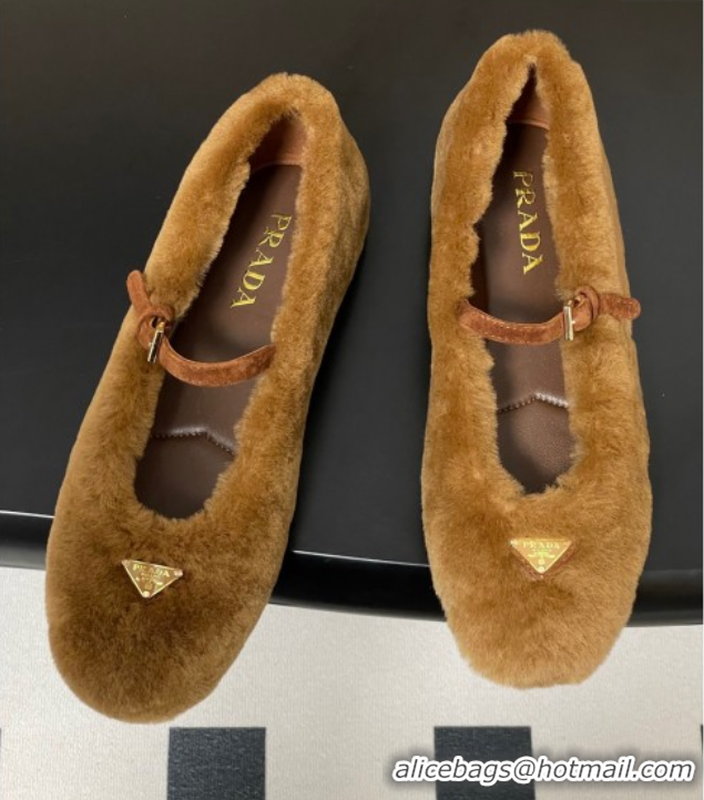 Sophisticated Prada Shearling ballerinas flat Brown 2025 1F159O 1027100
