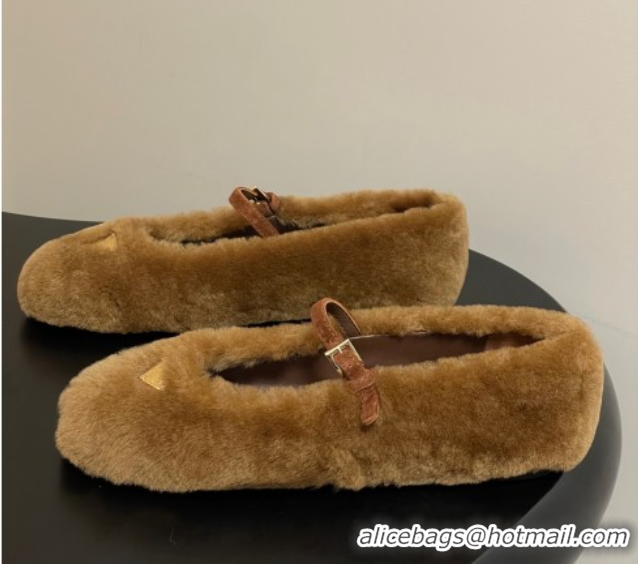 Sophisticated Prada Shearling ballerinas flat Brown 2025 1F159O 1027100