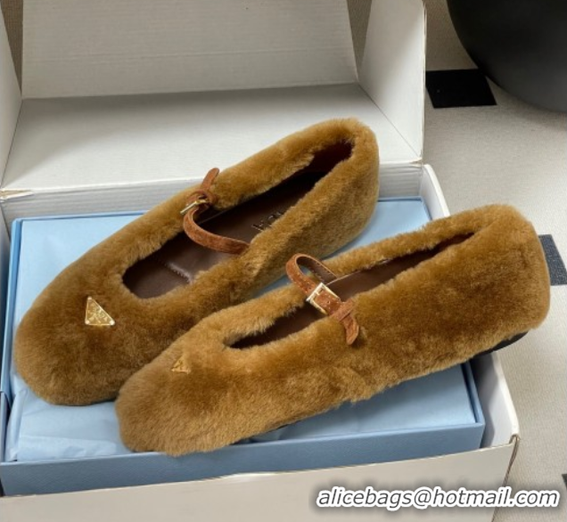 Sophisticated Prada Shearling ballerinas flat Brown 2025 1F159O 1027100