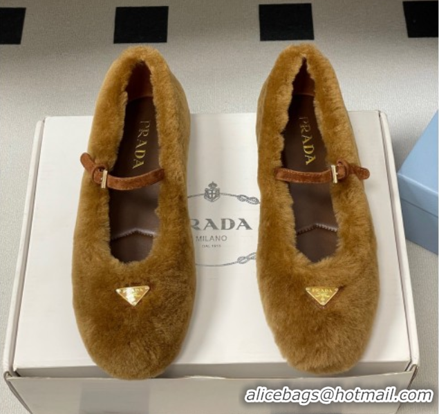 Sophisticated Prada Shearling ballerinas flat Brown 2025 1F159O 1027100