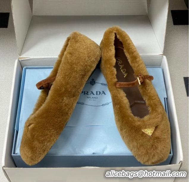 Sophisticated Prada Shearling ballerinas flat Brown 2025 1F159O 1027100