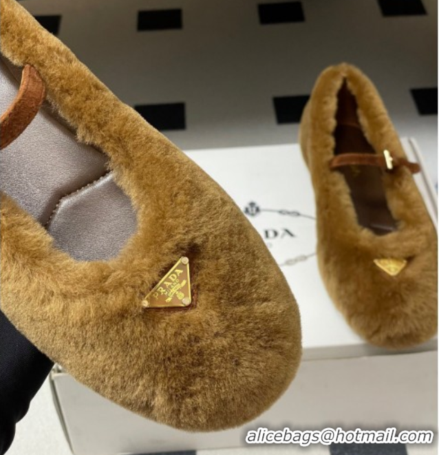 Sophisticated Prada Shearling ballerinas flat Brown 2025 1F159O 1027100