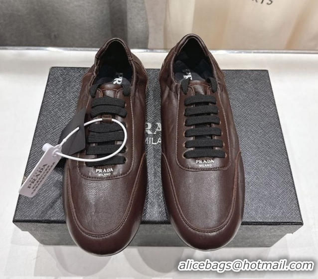 Good Looking Prada Collapse Nappa Leather Sneakers Brown 2025 1E989N 1027105