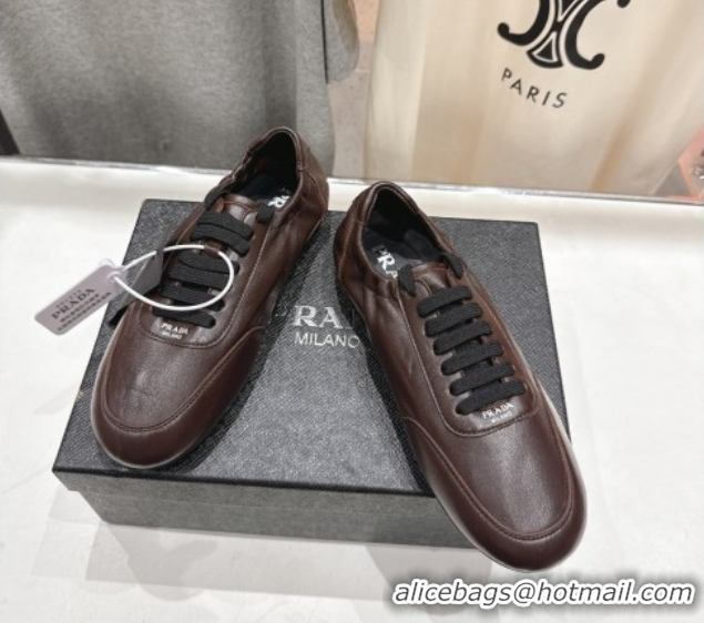 Good Looking Prada Collapse Nappa Leather Sneakers Brown 2025 1E989N 1027105