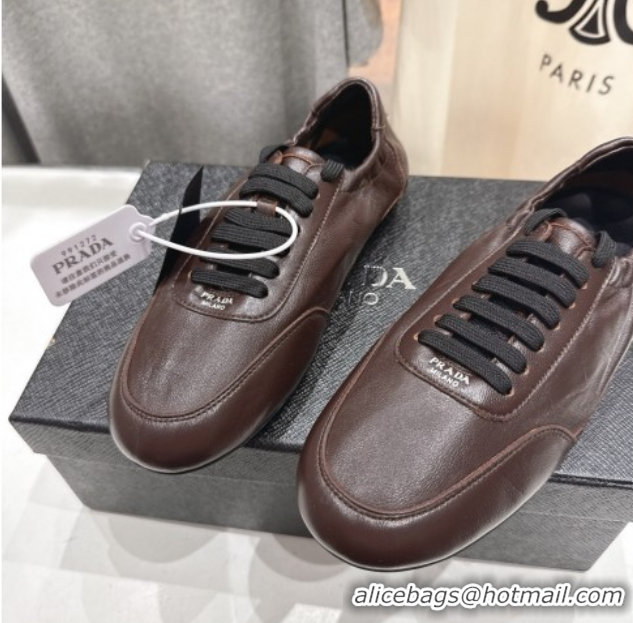 Good Looking Prada Collapse Nappa Leather Sneakers Brown 2025 1E989N 1027105