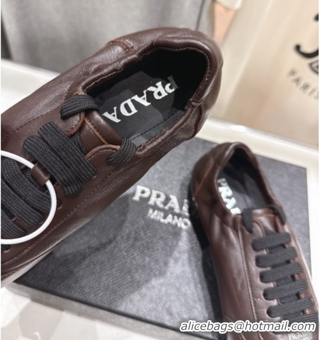 Good Looking Prada Collapse Nappa Leather Sneakers Brown 2025 1E989N 1027105