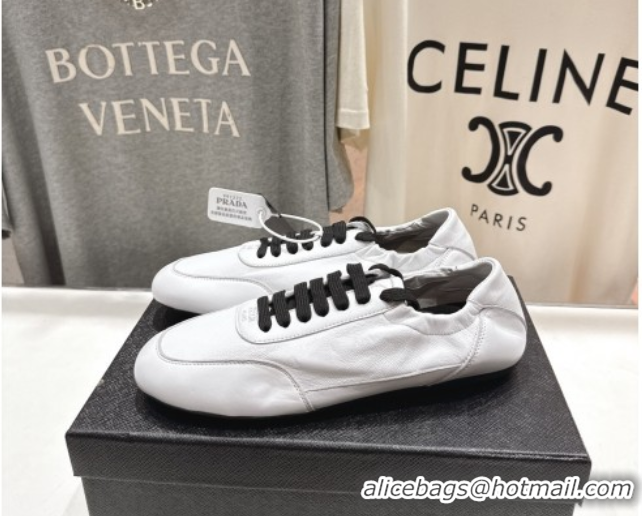 Best Price Prada Collapse Nappa Leather Sneakers White 1E989N 1027106