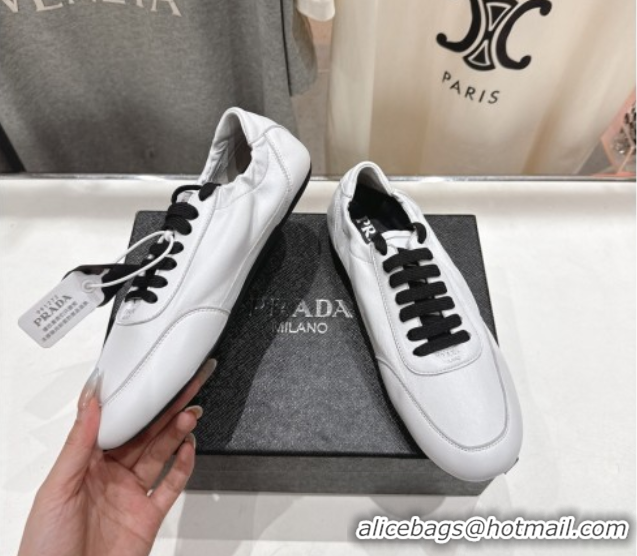 Best Price Prada Collapse Nappa Leather Sneakers White 1E989N 1027106