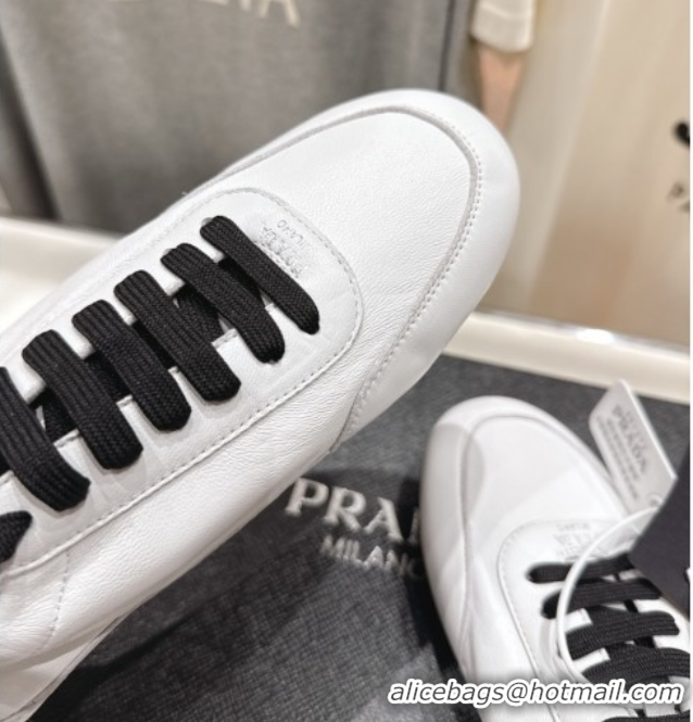Best Price Prada Collapse Nappa Leather Sneakers White 1E989N 1027106