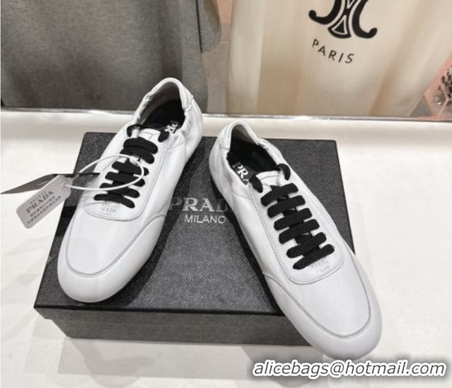 Best Price Prada Collapse Nappa Leather Sneakers White 1E989N 1027106