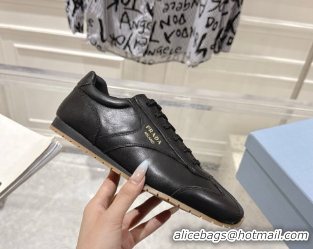 Shop Duplicate Prada Suede Sneakers Black 2025 1E152O 1027108