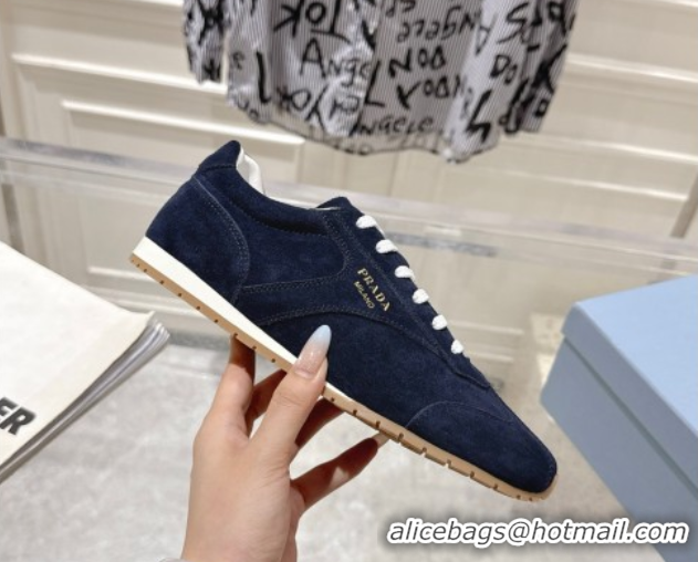 Pretty Style Prada Suede Sneakers Blue 2025 1E152O 1027109