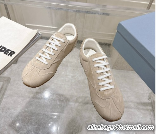 Duplicate Prada Suede Sneakers Pumice Stone Beige 2025 1E152O 1027110