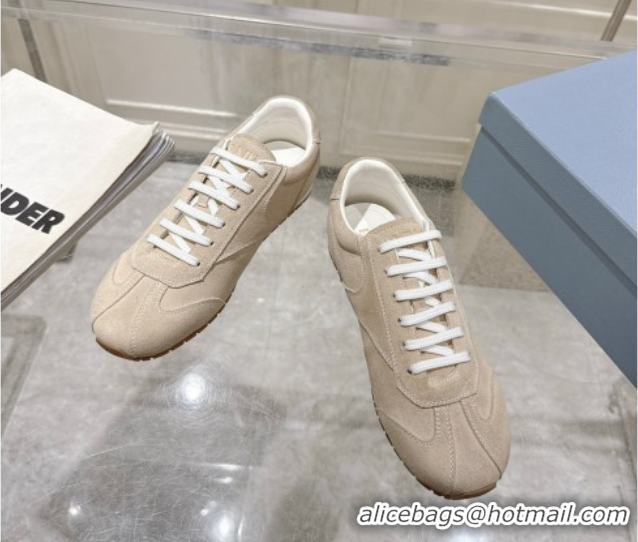 Duplicate Prada Suede Sneakers Pumice Stone Beige 2025 1E152O 1027110