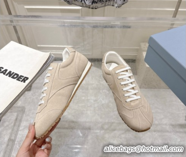 Duplicate Prada Suede Sneakers Pumice Stone Beige 2025 1E152O 1027110