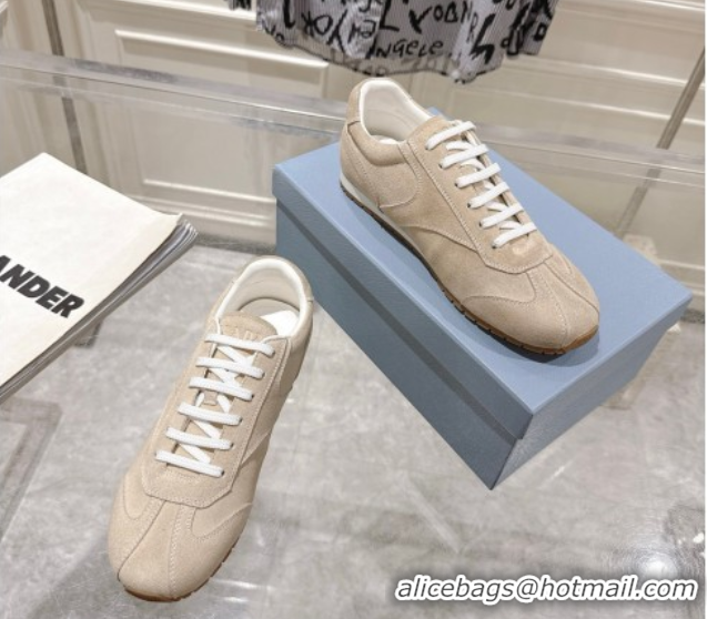 Duplicate Prada Suede Sneakers Pumice Stone Beige 2025 1E152O 1027110