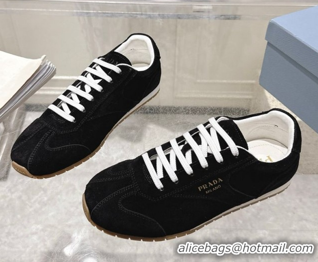 Durable Prada Suede Sneakers Black 2025 1E152O 1027111