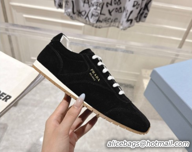 Durable Prada Suede Sneakers Black 2025 1E152O 1027111