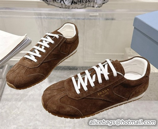 Sumptuous Prada Suede Sneakers Brown 2025 1E152O 1027112