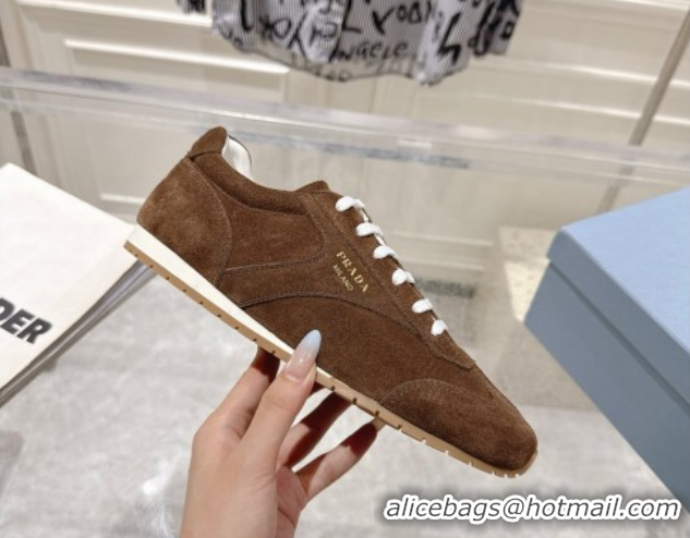 Sumptuous Prada Suede Sneakers Brown 2025 1E152O 1027112