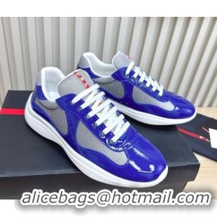 Perfect Prada Men's America's Cup Bike Patent Leather and Fabric Sneakers Blue2 2025 3E6420 1027114