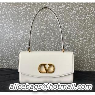 Best Price Valentino Vain Shoulder Bag With Handle In Shiny Calfskin Leather 2017 White 2025