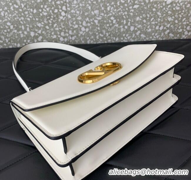 Best Price Valentino Vain Shoulder Bag With Handle In Shiny Calfskin Leather 2017 White 2025