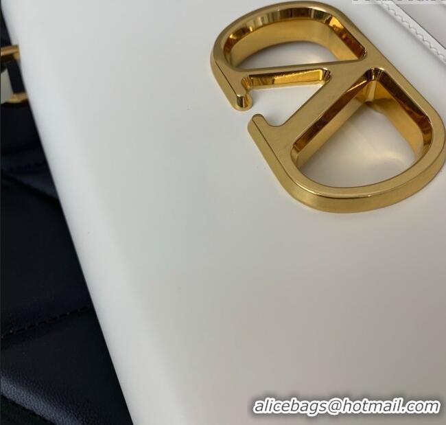 Best Price Valentino Vain Shoulder Bag With Handle In Shiny Calfskin Leather 2017 White 2025