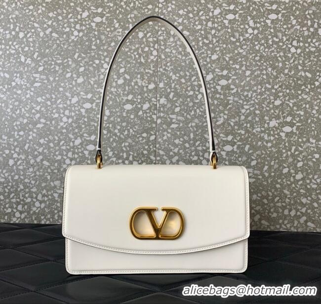 Best Price Valentino Vain Shoulder Bag With Handle In Shiny Calfskin Leather 2017 White 2025