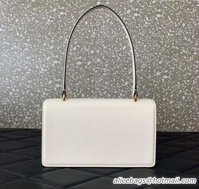 Best Price Valentino Vain Shoulder Bag With Handle In Shiny Calfskin Leather 2017 White 2025