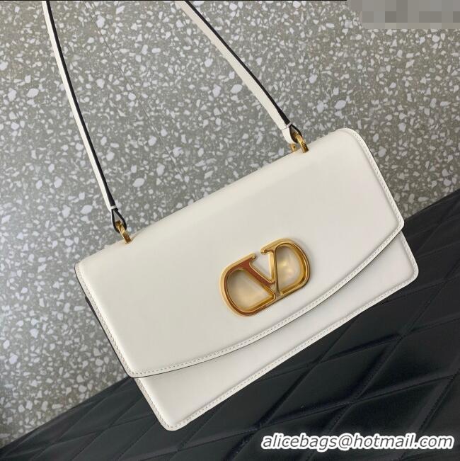 Best Price Valentino Vain Shoulder Bag With Handle In Shiny Calfskin Leather 2017 White 2025