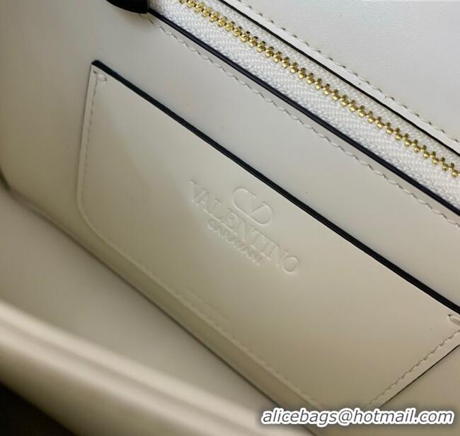 Best Price Valentino Vain Shoulder Bag With Handle In Shiny Calfskin Leather 2017 White 2025