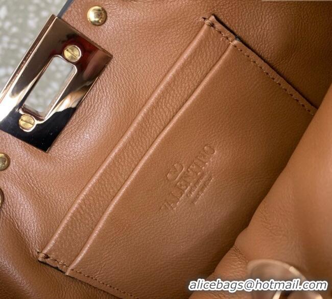 Big Discount Valentino Rockstud Mini Shopping Bag In Grainy Calfskin Leather 0366S Clay Brown 2025