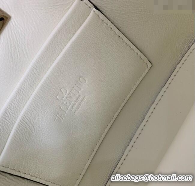 Promotional Valentino Rockstud Mini Shopping Bag In Grainy Calfskin Leather 0366S White 2025