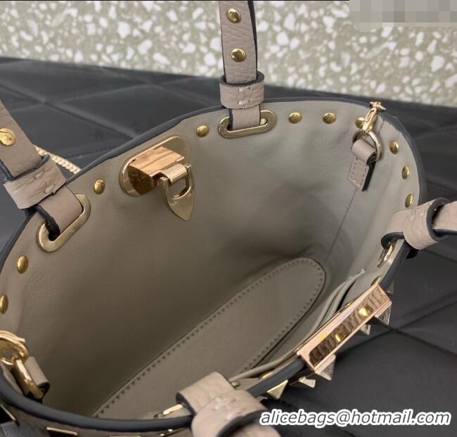 Reasonable Price Valentino Rockstud Mini Shopping Bag In Grainy Calfskin Leather 0366S Grey 2025