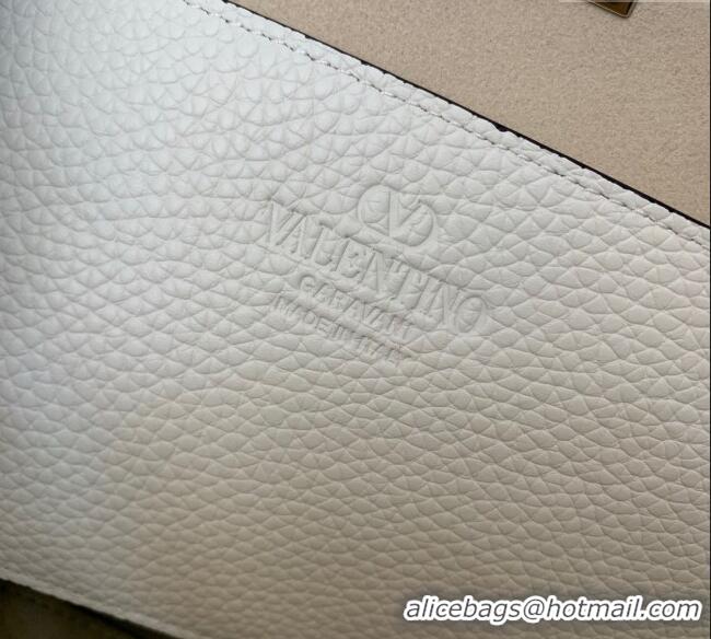 Super Quality Valentino Rockstud Shopping Bag In Grainy Calfskin Leather 0377M White 2025