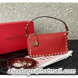 Luxury Cheap Valentino Small Rockstud Crossbody Bag in Grainy Calfskin VLTN0311 Red 2025